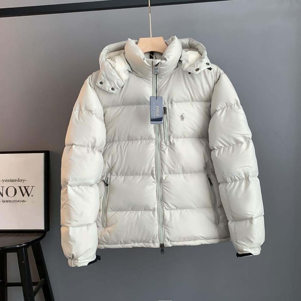 Ralph Lauren Cream Hooded Quilted Puffer Jacket